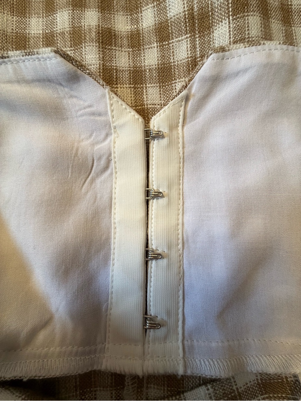 NEW Reformation Roma Midi Linen Dress Dunes Check Gingham Tan White | US 0 UK 4 - Picture 15 of 15